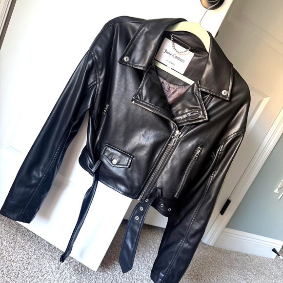 Juicy Couture Women's Black Faux Leather Jacket - Picture 2 of 7